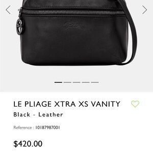 Longchamp Le Pliage Xtra XS Vanity Bag - Black Leather